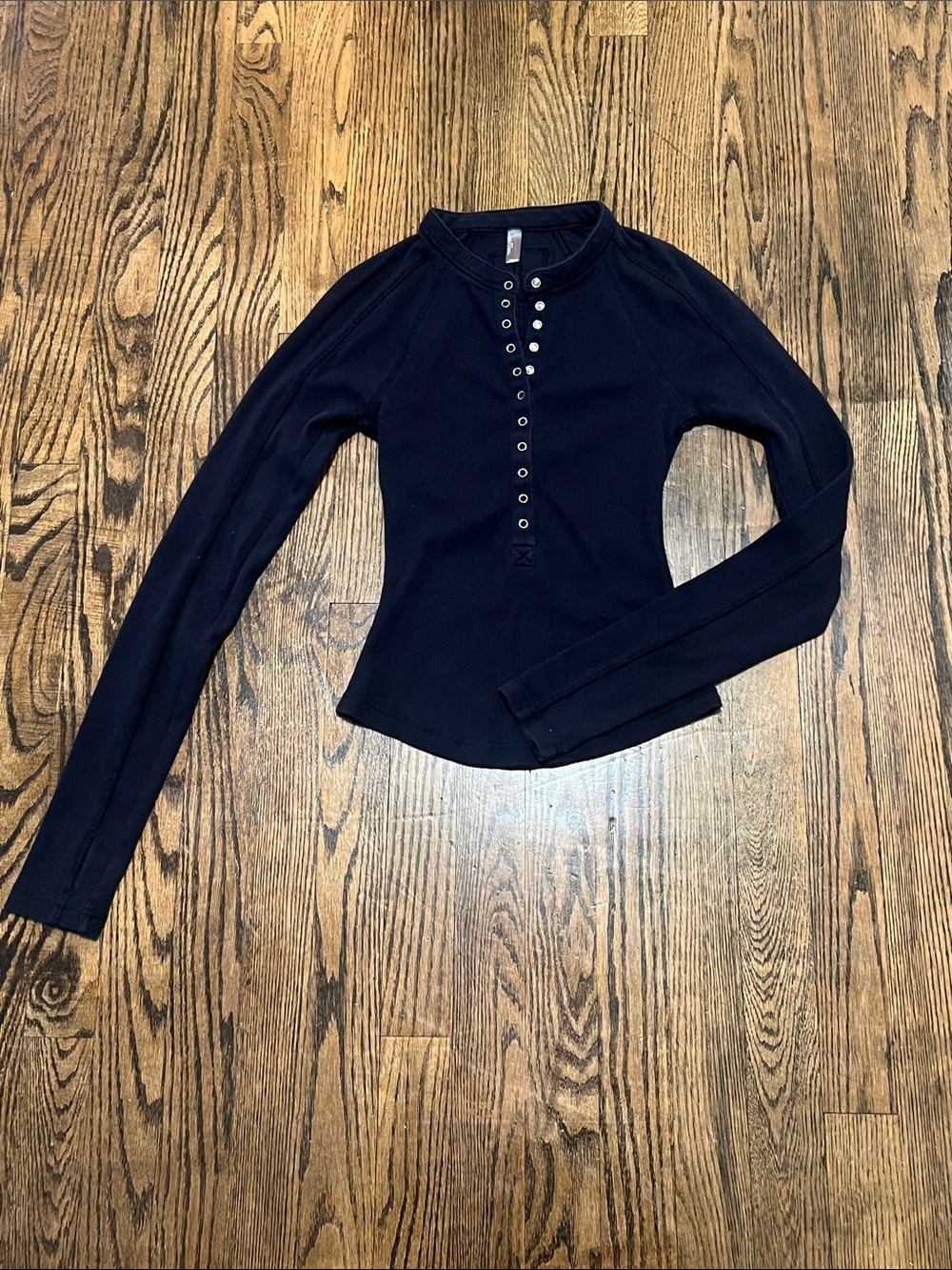 FP Movement by Free People Black Long-Sleeve Henley Top